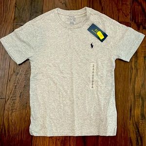 New with tags! Boys heather gray Polo tee. Size small (8)
